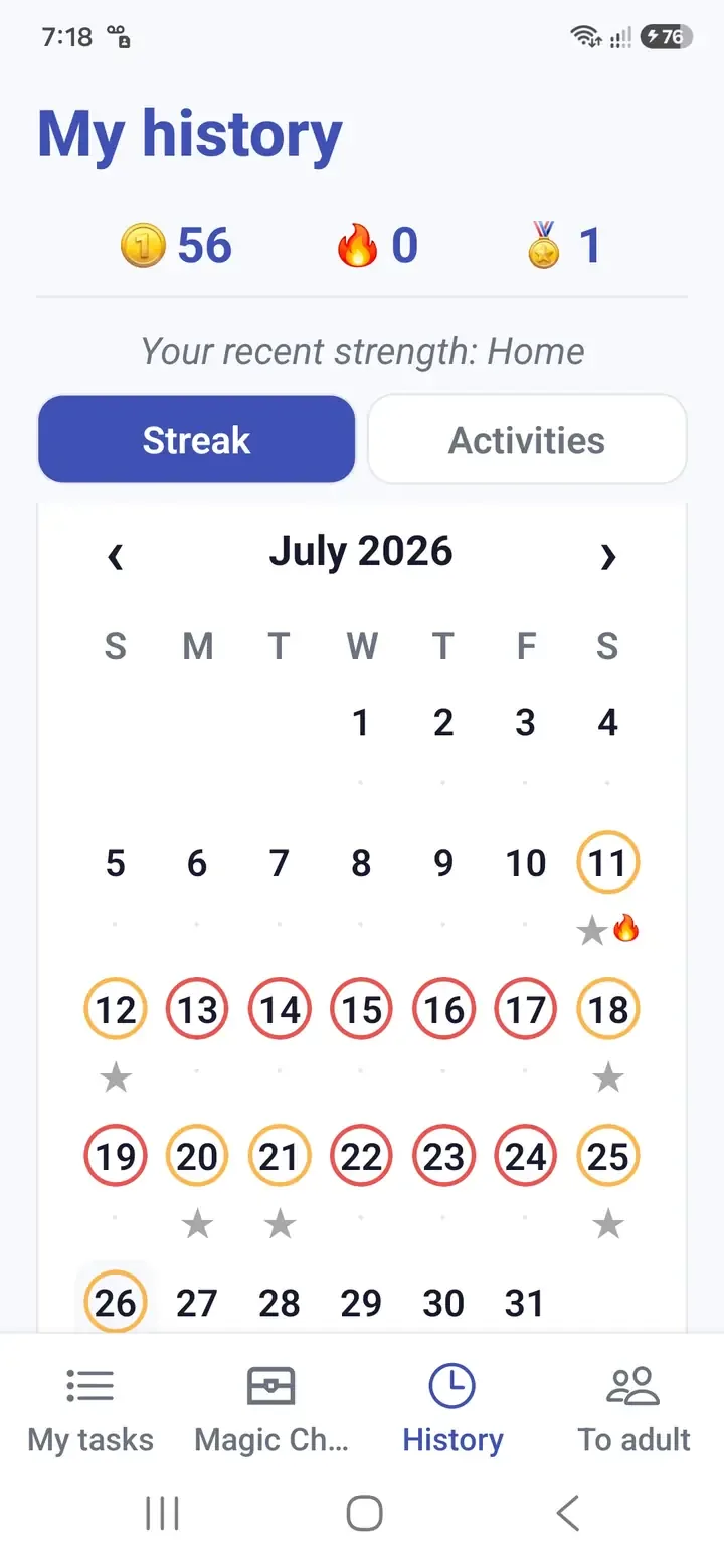 Streak calendar