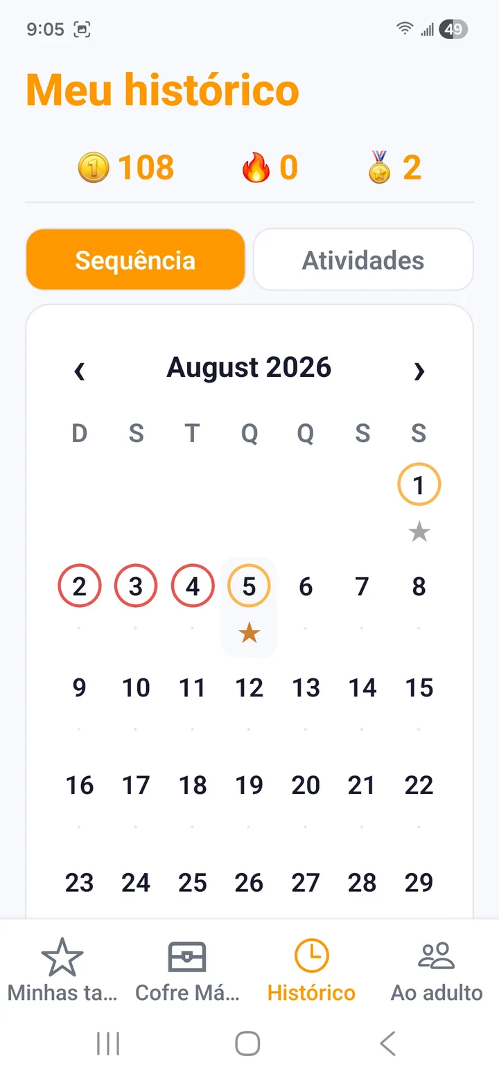 Calendário de sequência