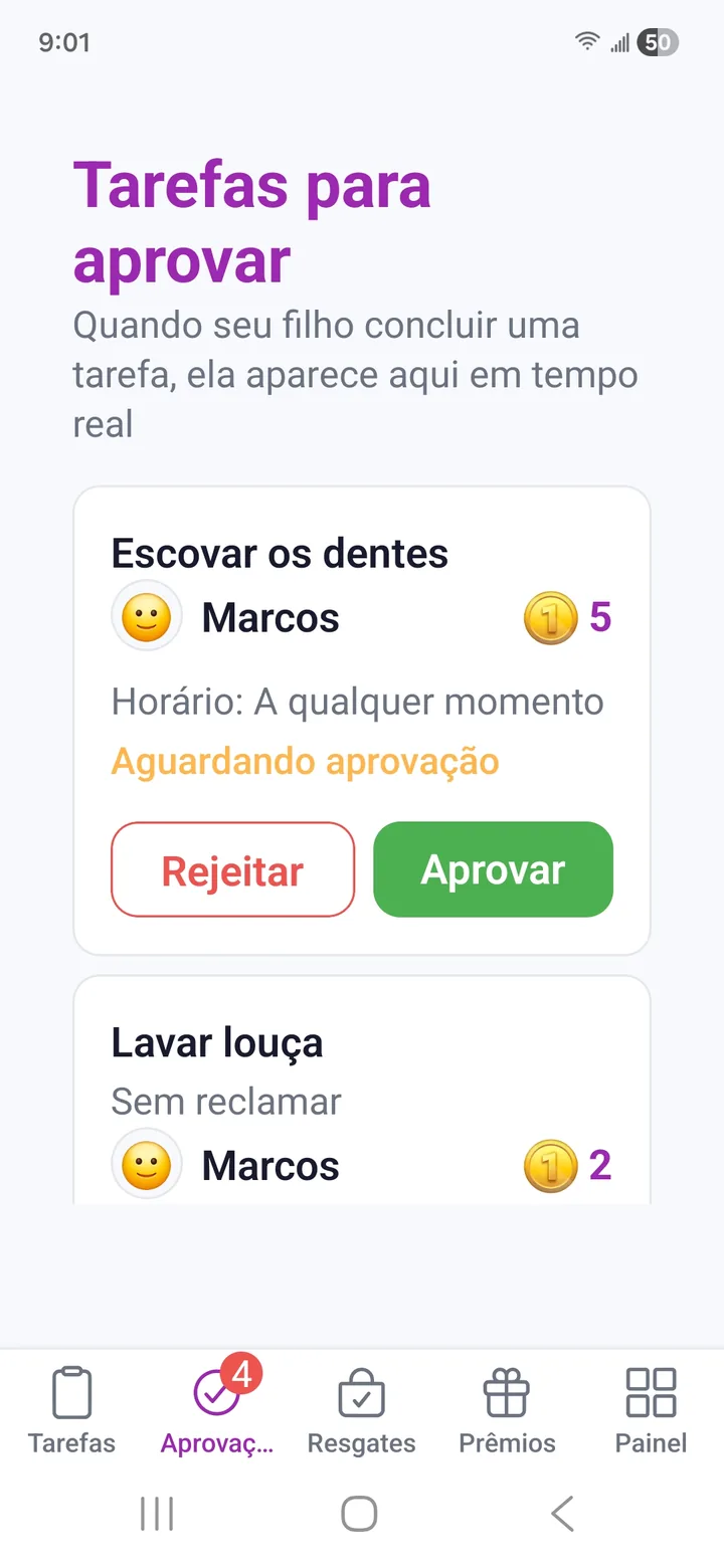 Aprovações do tutor